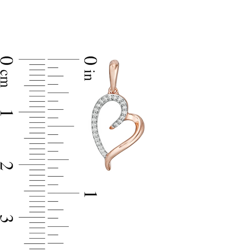 Main Image 3 of 0.117 CT. T.W. Diamond Tilted Elongated Heart Drop Earrings in 10K Rose Gold