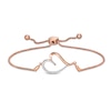 Thumbnail Image 1 of 0.085 CT. T.W. Diamond Sideways Tilted Heart Bolo Bracelet in Sterling Silver with 14K Rose Gold Plate – 9.5"