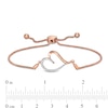Thumbnail Image 3 of 0.085 CT. T.W. Diamond Sideways Tilted Heart Bolo Bracelet in Sterling Silver with 14K Rose Gold Plate – 9.5"
