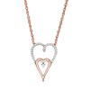 0.145 CT. T.W. Diamond Double Elongated Heart Necklace in Sterling Silver with 14K Rose Gold Plate