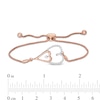 Thumbnail Image 3 of 0.145 CT. T.W. Diamond Double Elongated Heart Bolo Bracelet in Sterling Silver with 14K Rose Gold Plate – 9.5"