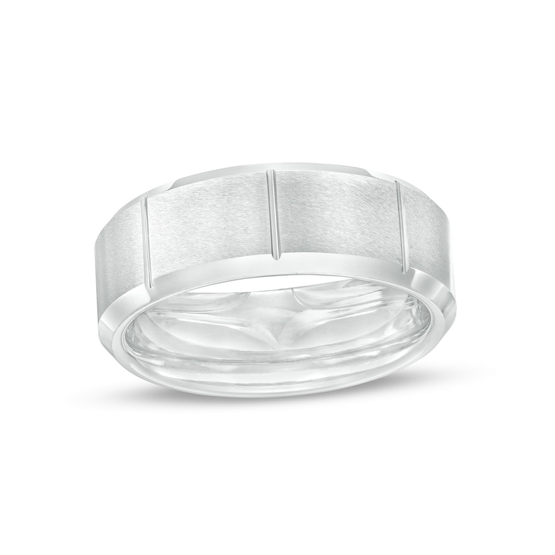 Men's 8.0mm Satin Vertical Grooved Wedding Band in Tantalum|Peoples Jewellers