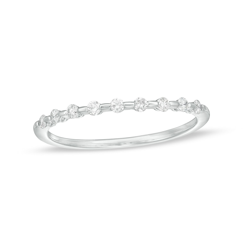 Main Image 1 of 0.16 CT. T.W. Diamond Station Stackable Wedding Band in 10K White Gold