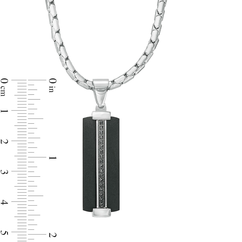 Men's 0.085 CT. T.W. Black Enhanced Diamond Dog Tag Pendant in Stainless Steel with Black Ion-Plate – 24"