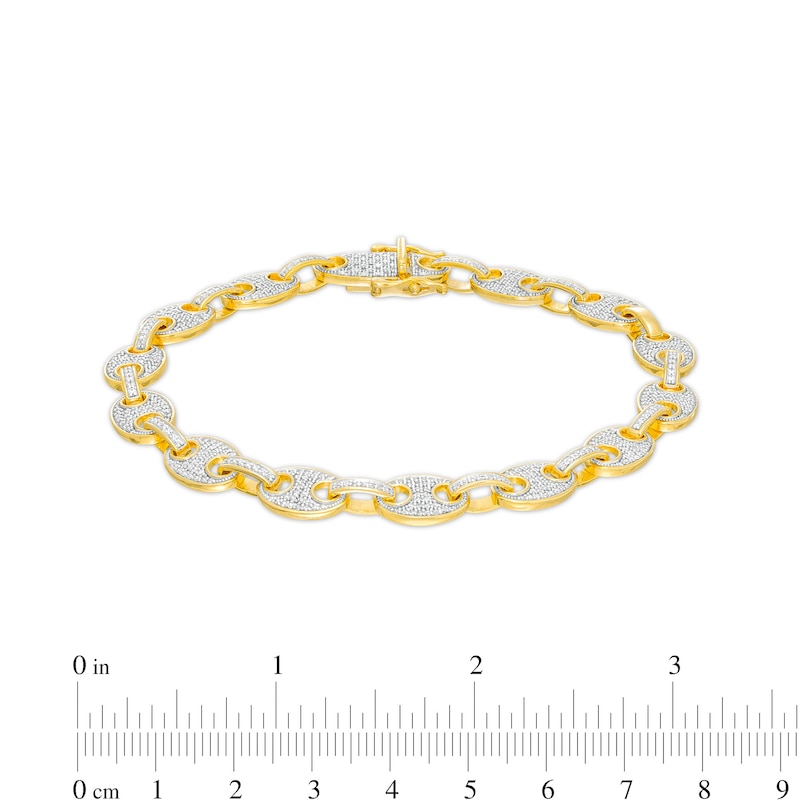 Men's 1.50 CT. T.W. Diamond Mariner Chain Link Bracelet in 10K Gold – 8.5"