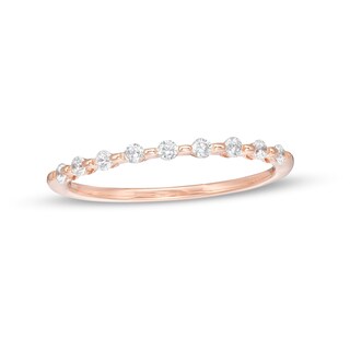 0.16 CT. T.W. Diamond Station Stackable Wedding Band in 10K Rose Gold