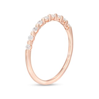 0.16 CT. T.W. Diamond Station Stackable Wedding Band in 10K Rose Gold