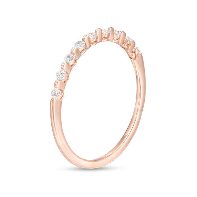 0.16 CT. T.W. Diamond Station Stackable Wedding Band in 10K Rose Gold