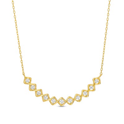 0.25 CT. T.W. Princess-Cut Diamond Twist Frame Necklace in 10K Gold
