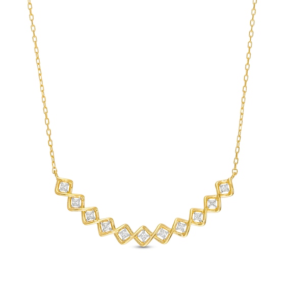 0.25 CT. T.W. Princess-Cut Diamond Twist Frame Necklace in 10K Gold