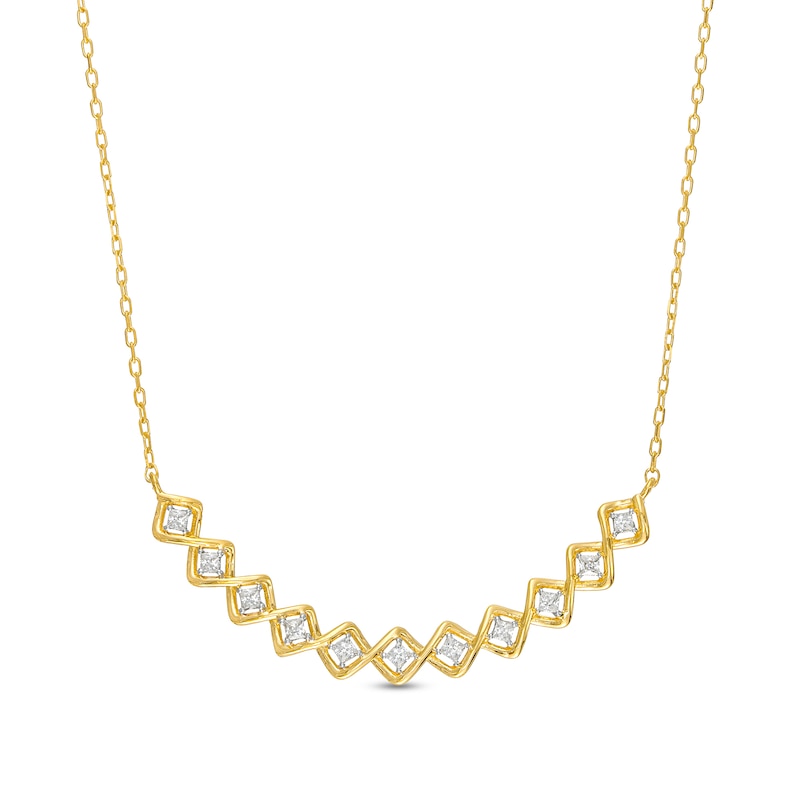 0.25 CT. T.W. Princess-Cut Diamond Twist Frame Necklace in 10K Gold|Peoples Jewellers