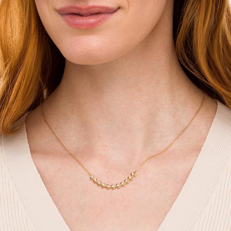 Main Image 2 of 0.25 CT. T.W. Princess-Cut Diamond Twist Frame Necklace in 10K Gold