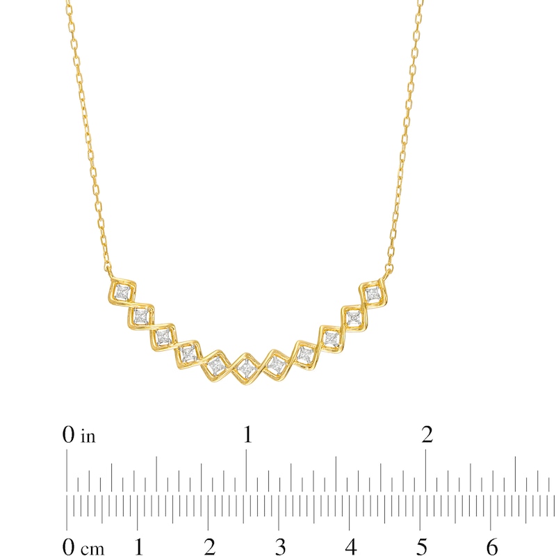 Main Image 3 of 0.25 CT. T.W. Princess-Cut Diamond Twist Frame Necklace in 10K Gold