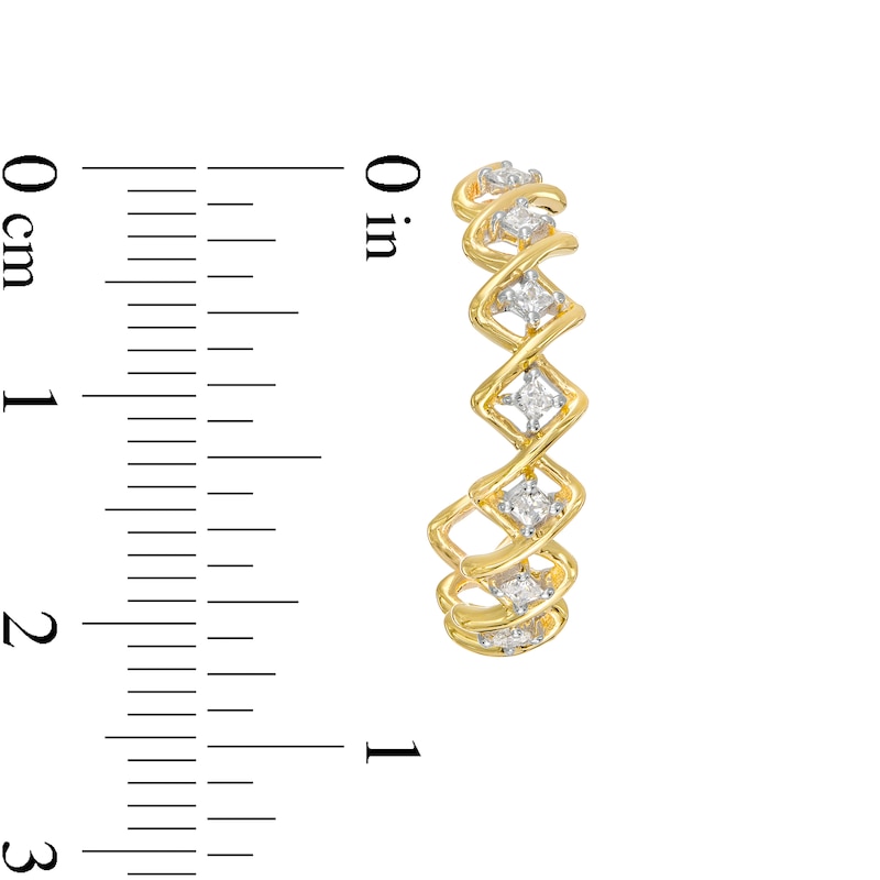 0.25 CT. T.W. Princess-Cut Diamond Twist Frame J-Hoop Earrings in 10K Gold