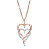 Thumbnail Image 1 of 0.085 CT. T.W. Diamond Double Elongated Heart Entwined Pendant in Sterling Silver with 14K Rose Gold Plate