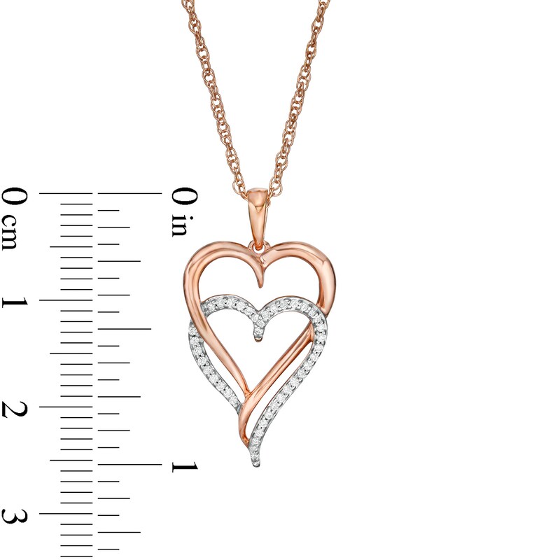 0.085 CT. T.W. Diamond Double Elongated Heart Entwined Pendant in Sterling Silver with 14K Rose Gold Plate