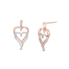 Thumbnail Image 1 of 0.146 CT. T.W. Diamond Double Elongated Heart Entwined Drop Earrings in Sterling Silver with 14K Rose Gold Plate