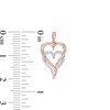 Thumbnail Image 3 of 0.146 CT. T.W. Diamond Double Elongated Heart Entwined Drop Earrings in Sterling Silver with 14K Rose Gold Plate
