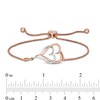 Thumbnail Image 3 of 0.088 CT. T.W. Diamond Interlocking Double Elongated Heart Bolo Bracelet in Sterling Silver with 14K Rose Gold Plate