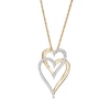 0.088 CT. T.W. Diamond Interlocking Double Elongated Heart Necklace in 10K Gold