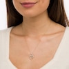 Thumbnail Image 1 of 0.088 CT. T.W. Diamond Interlocking Double Elongated Heart Necklace in 10K Gold