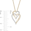 Thumbnail Image 3 of 0.088 CT. T.W. Diamond Interlocking Double Elongated Heart Necklace in 10K Gold