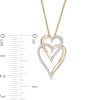 Thumbnail Image 2 of 0.088 CT. T.W. Diamond Interlocking Double Elongated Heart Necklace in 10K Gold