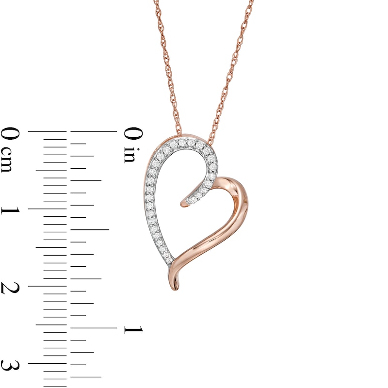 0.085 CT. T.W. Diamond Tilted Elongated Heart Pendant in 10K Rose Gold