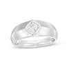 Thumbnail Image 0 of Men's 0.30 CT. Diamond Solitaire Raised Tilted Square Frame Wedding Band in 10K White Gold
