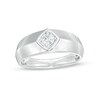 Thumbnail Image 0 of Men's 0.30 CT. Diamond Solitaire Raised Tilted Square Frame Wedding Band in 10K White Gold