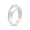 Thumbnail Image 1 of Men's 0.30 CT. Diamond Solitaire Raised Tilted Square Frame Wedding Band in 10K White Gold