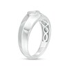 Thumbnail Image 1 of Men's 0.30 CT. Diamond Solitaire Raised Tilted Square Frame Wedding Band in 10K White Gold