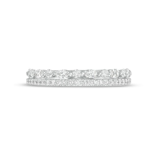 0.50 CT. T.W. Marquise and Round Diamond Edge Double Row Wedding Band in 14K White Gold