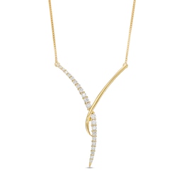 0.33 CT. T.W. Certified Lab-Created Journey Diamond &quot;Y&quot; Necklace in 14K Gold (F/SI2)