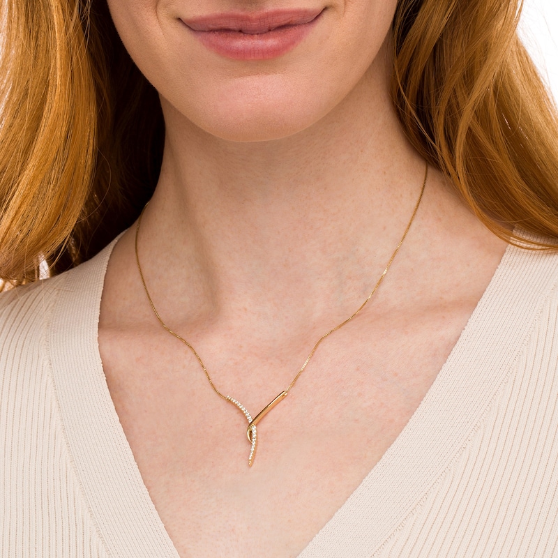 Main Image 2 of 0.33 CT. T.W. Certified Lab-Created Journey Diamond "Y" Necklace in 14K Gold (F/SI2)