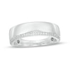 Thumbnail Image 1 of Men's 0.085 CT. T.W. Diamond Single Edge Wedding Band in 10K White Gold