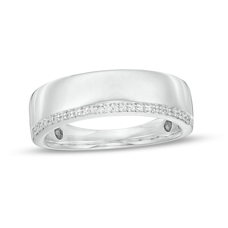 Men's 0.085 CT. T.W. Diamond Single Edge Wedding Band in 10K White Gold|Peoples Jewellers