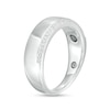 Thumbnail Image 2 of Men's 0.085 CT. T.W. Diamond Single Edge Wedding Band in 10K White Gold