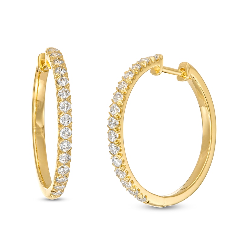 0.95 CT. T.W. Certified Lab-Created Diamond Hoop Earrings in 14K Gold (F/SI2)|Peoples Jewellers