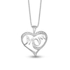 Diamond Accent Beaded "MOM" Loop Heart Pendant in Sterling Silver – 16"