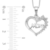 Thumbnail Image 2 of Diamond Accent Beaded Flower Cluster "Mom" Shadow Heart Pendant in Sterling Silver – 16"