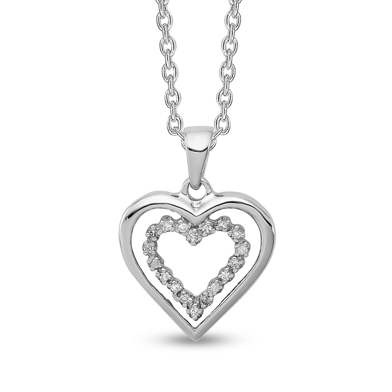 0.07 CT. T.W. Diamond Double Heart Pendant in Sterling Silver|Peoples Jewellers