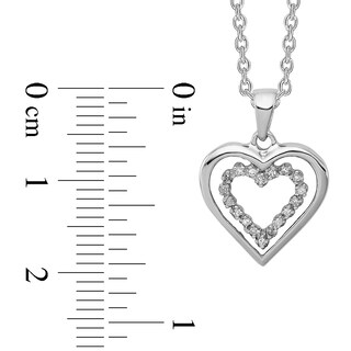 0.07 CT. T.W. Diamond Double Heart Pendant in Sterling Silver