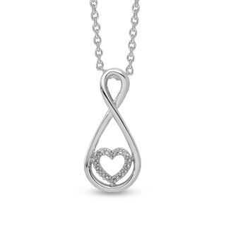 0.06 CT. T.W. Diamond Infinity with Heart Pendant in Sterling Silver