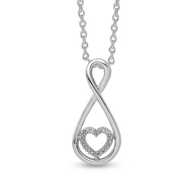 0.06 CT. T.W. Diamond Infinity with Heart Pendant in Sterling Silver