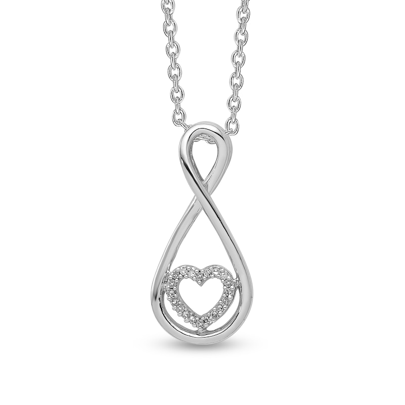 0.06 CT. T.W. Diamond Infinity with Heart Pendant in Sterling Silver