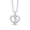 Thumbnail Image 1 of Diamond Accent Beaded Entwined Half-and-Half Heart Pendant in Sterling Silver