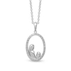 Thumbnail Image 1 of Diamond Accent Beaded Motherly Love Oval Pendant in Sterling Silver