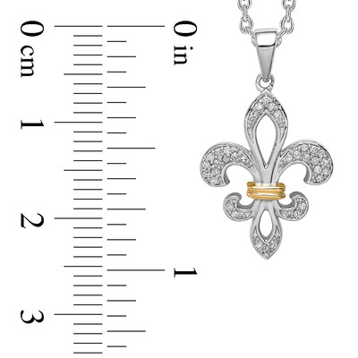 0.10 CT. T.W. Diamond Fleur-de-Lis Pendant in Sterling Silver and 14K Gold