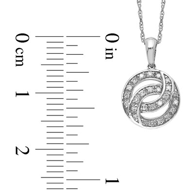 0.07 CT. T.W. Diamond Interlocking Circles Drop Pendant in Sterling Silver